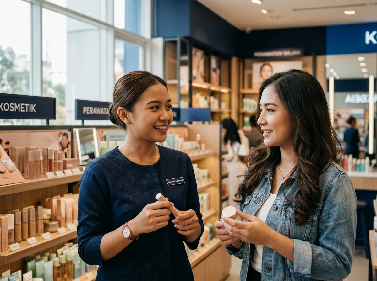 Display kosmetik di outlet modern trade Solo